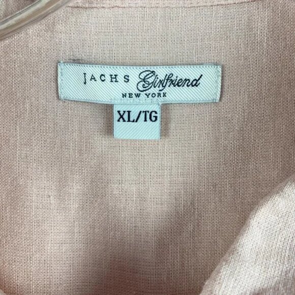 ZACHS Girlfriend Blouse Womens XL‎ Linen Blend Peach Dot Button Down Top - Picture 6 of 10